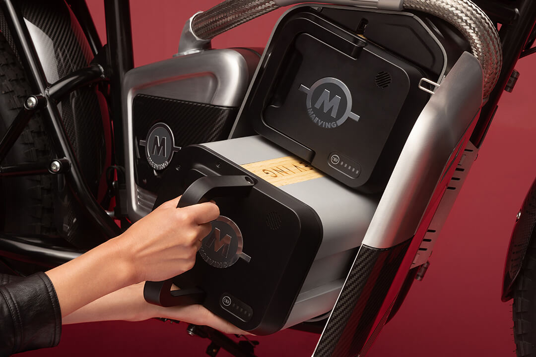 Charging Maeving RM2 removable electric motorcycle batteries